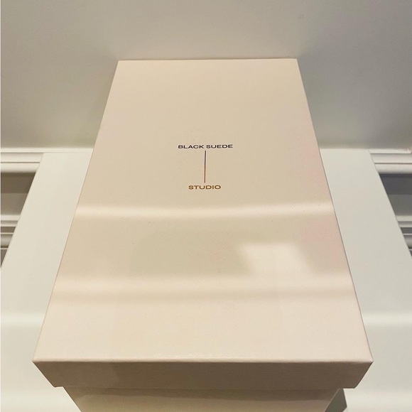 Brand new BLACK SUEDE STUDIO Metallic Leather Rhinestone-Embellished Sandals - Picture 9 of 9